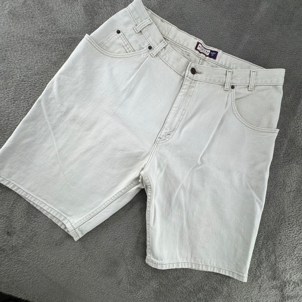 Arizona Jean Co Baggy Fit Shorts Mens 38 Cream Excellent Pleated 90s Vintage USA